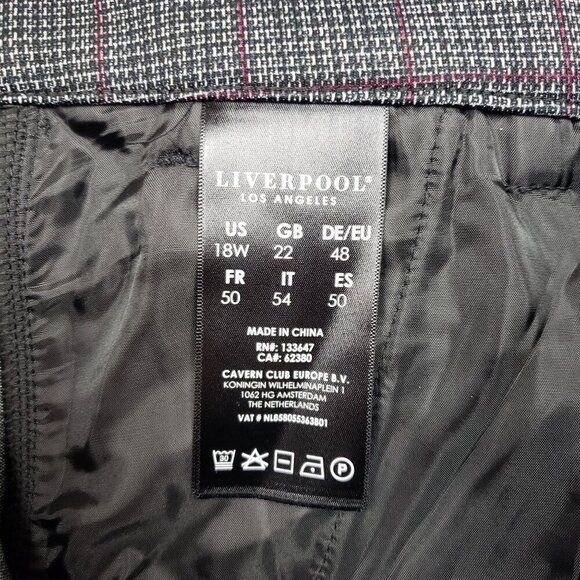 Liverpool Renee Straight Leg Trouser Womens 18W Grey Plaid Pants - Picture 11 of 12